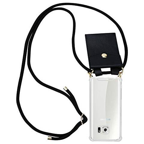 Catena Di Telefoni Cellulari Compatibile Con Samsung Galaxy S6 In Nero - Coperchio Protettivo In Silicone Con Anelli D'oro, Cinturino In Corda E Custodia Staccabile - Foto 1