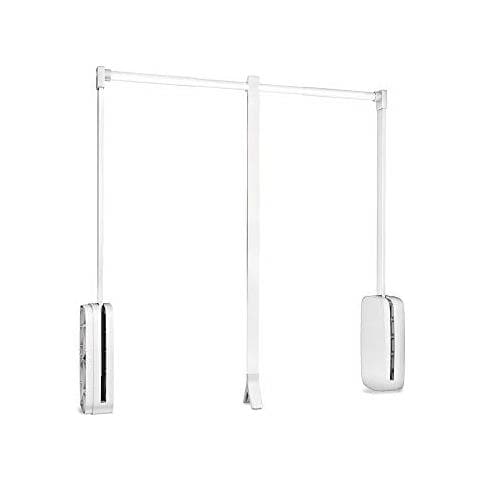 Appendiabito Saliscendi Per Armadio, Barra Appendiabiti Saliscendi, largo Regolabile 600-830mm, Colore Bianco - Foto 1