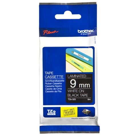 Nastro TZe-325 laminato bianco su nero da 9 mm - Foto 1