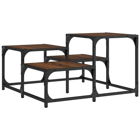 Tavolino Da Salotto Rovere Marrone 68x68x40cm Legno Multistrato - Foto 2