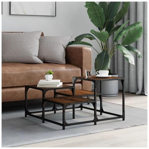 Tavolino Da Salotto Rovere Marrone 68x68x40cm Legno Multistrato - Foto 3