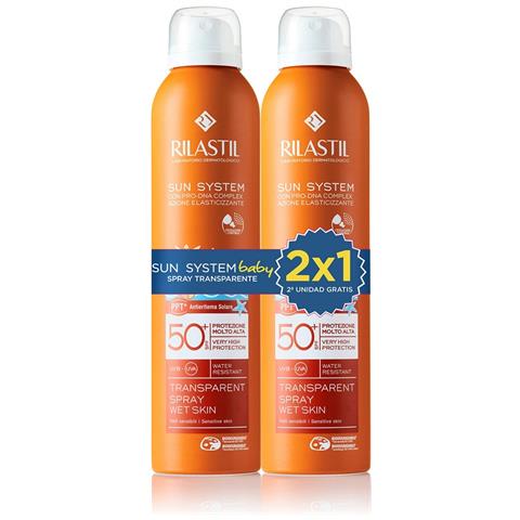 Spray Solare Per Bambini Sun System Trasparente Spf 50+ 200 Ml X 2 - Foto 1