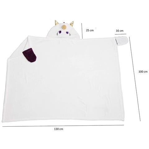 Coperta Plaid Mantella Con Cappuccio E Guanti Unicorno Blanket Kanguru - Foto 2