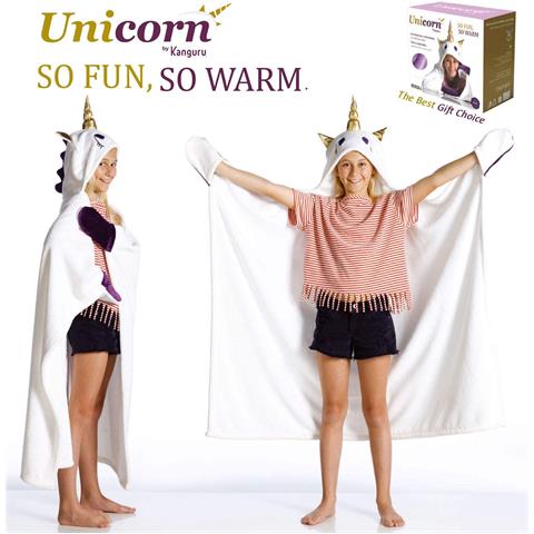 Coperta Plaid Mantella Con Cappuccio E Guanti Unicorno Blanket Kanguru - Foto 6