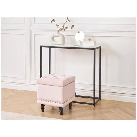 Pouf Contenitore Loretto Velluto Rosa Pastello - Foto 1