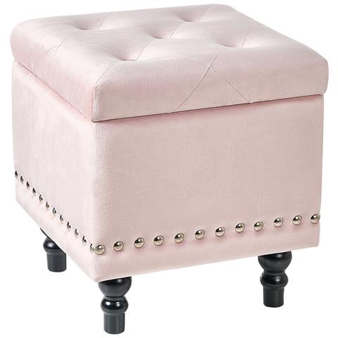 Pouf Contenitore Loretto Velluto Rosa Pastello - Foto 2