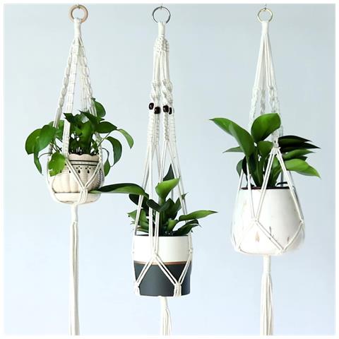 Corda Per Appendere In Rete Per Vasi Da Fiori In Corda Di Canapa Retrò M - Foto 4