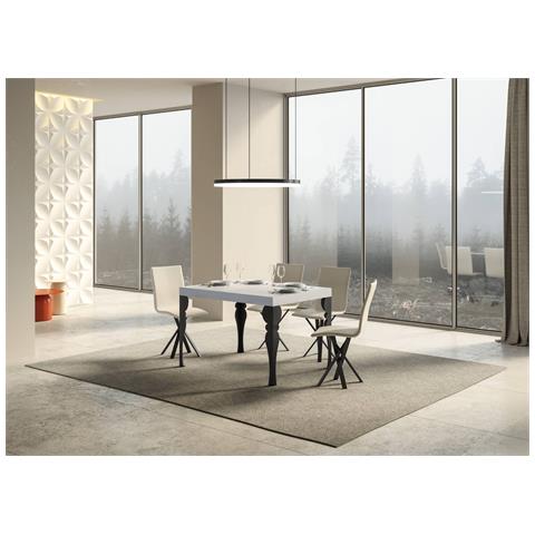 Tavolo Allungabile 90x140/244 Cm Paxon Premium Bianco Frassino Telaio Antracite - Foto 4