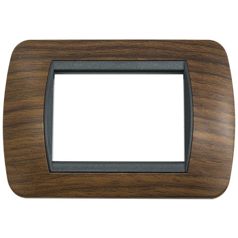 Placchetta Compatibile Living 3 Posti Legno Scuro 3 Copri Interruttore Cl 119-03 - Foto 1