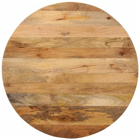 Piano Per Tavolo 90x3,8 Cm Rotondo In Legno Massello Di Mango - Foto 1