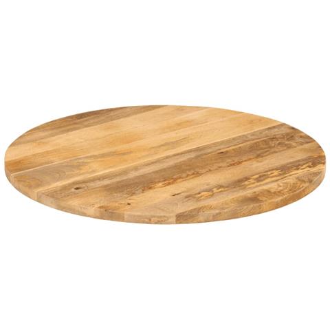 Piano Per Tavolo 90x3,8 Cm Rotondo In Legno Massello Di Mango - Foto 2