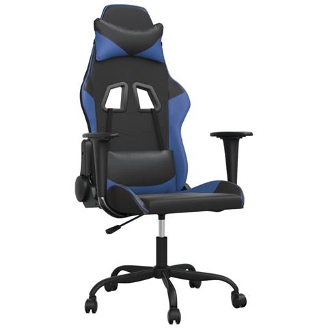 Sedia da Gaming Massaggiante Nero e Blu in Similpelle - Foto 1