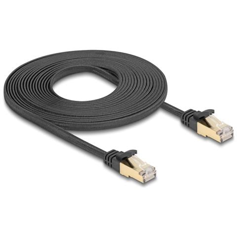 Cavo di rete piatto RJ45 con rivestimento intrecciato Cat. 6A U /FTP maschio-maschio 5 m nero - Foto 3