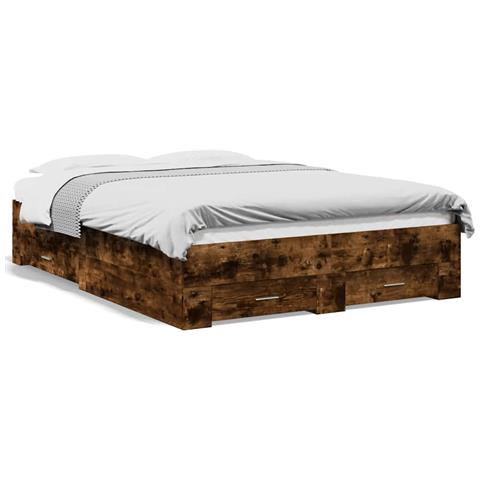 Giroletto Con Cassetti Rovere Fumo 135x190 Cm Legno Multistrato - Foto 2