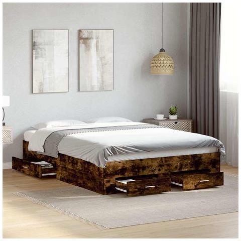 Giroletto Con Cassetti Rovere Fumo 135x190 Cm Legno Multistrato - Foto 1