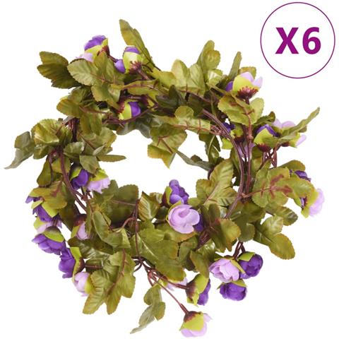 Ghirlande Fiori Artificiali Natale 6 Pz Viola Chiaro 215 Cm - Foto 1