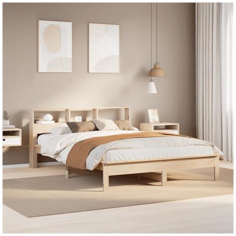 Letto Libreria Senza Materasso 120x200cm Legno Massello Di Pino - Foto 1