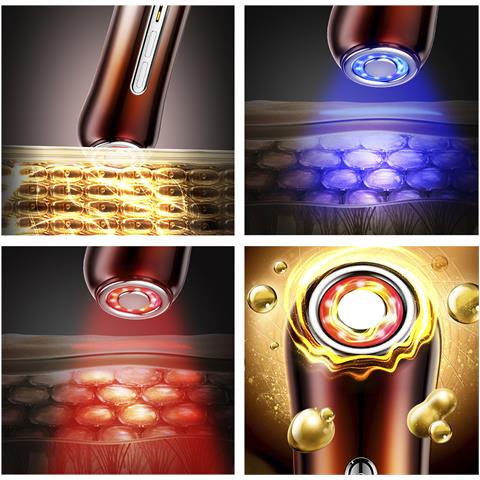 Strumento Per La Bellezza Del Viso. La Microelettricità Ems + La Funzione Impulso, Combinata Con L'introduzione Dell'essenza, Accelera L'assorbimento Dei Nutrienti Da Parte Della Pelle. 4,4x4,4x18 Centimetri. Colore Bronzo - Foto 2