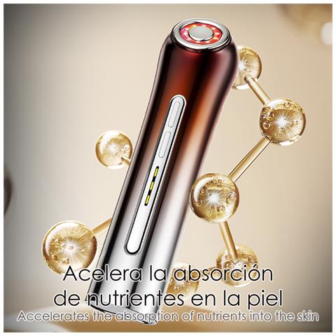 Strumento Per La Bellezza Del Viso. La Microelettricità Ems + La Funzione Impulso, Combinata Con L'introduzione Dell'essenza, Accelera L'assorbimento Dei Nutrienti Da Parte Della Pelle. 4,4x4,4x18 Centimetri. Colore Bronzo - Foto 6