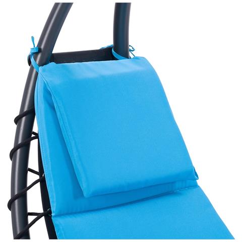 Sedia Sdraio Prendisole Con Ombrellone Parasole Amaca Da Giardino In Acciaio Blu - Foto 2