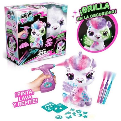 Peluche Unicorno Aerografo Che Si Illumina Al Buio Da Personalizzare - Peluche Spray Art Con Punte In Feltro E Stencil - Ofg 274 - Canal Toys - Foto 1