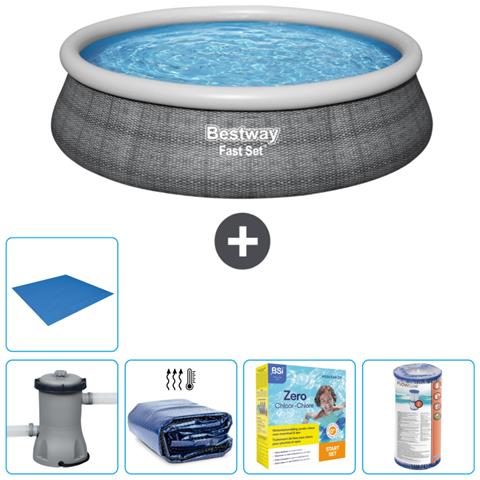 Piscina Fuori Terra - In Giro - 457x84 Cm - Grigio - Include Accessori Coordinati Cb16 - Foto 1