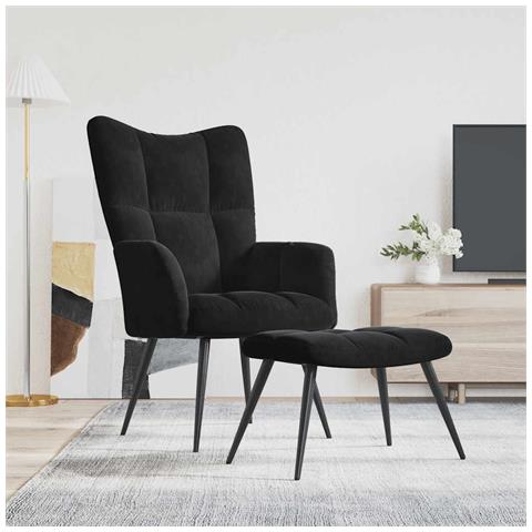 Lusso Casadino -  Poltrona Relax Con Sgabello In Velluto Nero - Foto 8