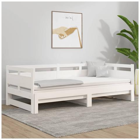 Lusso Casadino -  Dormeuse Estraibile Bianca Legno Massello Di Pino 2x(90x200) Cm - Foto 8