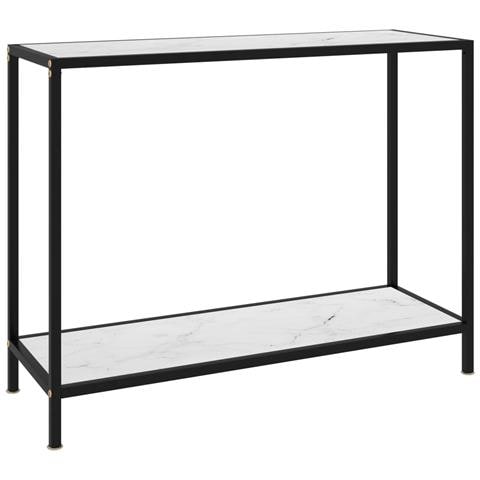 Tavolo Consolle Bianco 100x35x75 Cm In Vetro Temperato - Foto 2