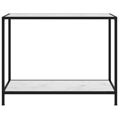 Tavolo Consolle Bianco 100x35x75 Cm In Vetro Temperato - Foto 1