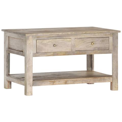 Tavolino Da Salotto 82x52x47 Cm In Legno Massello Di Mango - Foto 2
