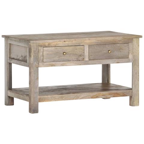 Tavolino Da Salotto 82x52x47 Cm In Legno Massello Di Mango - Foto 8