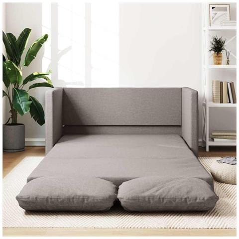 Divano Letto da Terra 2 in 1 Tortora 112x174x55 cm Tessuto - Foto 2