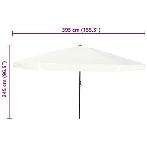 Parasole da Giardino  ø395x245 cm Bianco Sabbia - Foto 7
