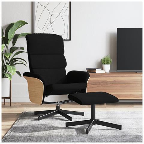 Poltrona Reclinabile con Poggiapiedi Nera in Tessuto - Foto 2