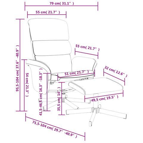 Poltrona Reclinabile con Poggiapiedi Nera in Tessuto - Foto 9