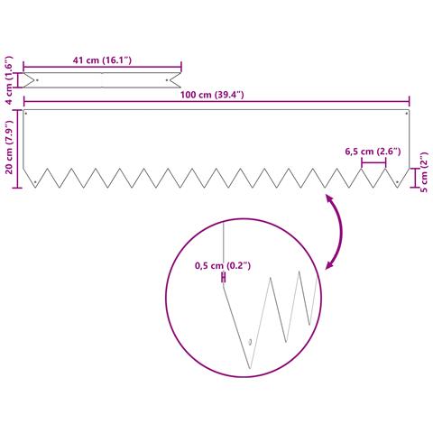 Bordi da Giardino 10 pz Nero 100x0.5x20 cm Ferro - Foto 5