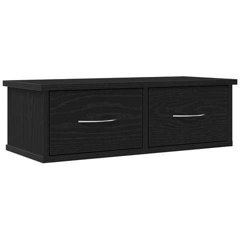 Mensola a cassetto da parete  Nero Rovere 60x26x18,5cm Legno ingegnerizzato - Foto 1