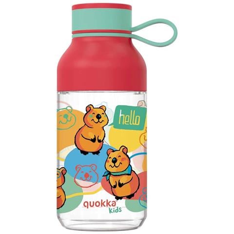 Borracca Per Bambini 430ml Modello Ice Kids Motivo Happy Con Cinghia, Rosso - Foto 1