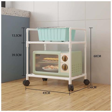 Carrello Da Cucina A 2 Ripiani - Mobile E Pratico Per Organizzare La Tua Cucina - Foto 2