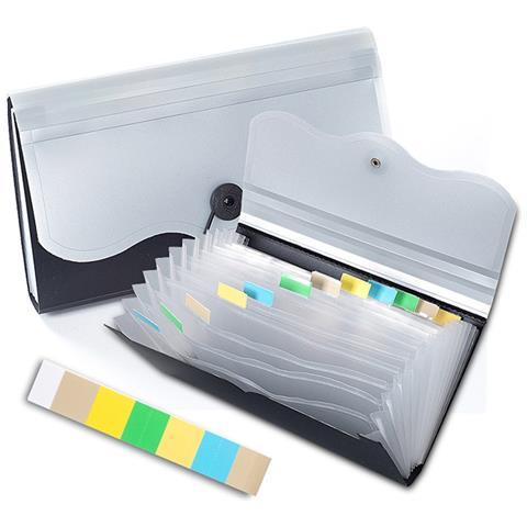 Cartella Portadocumenti A Fisarmonica B5 Argento - Organizzatore Espandibile A 13 Tasche - Foto 1