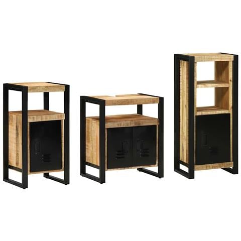 Set di mobili per il bagno 3 pcs Legno di mango massello - Foto 2