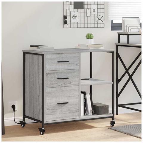 Mobile per Ufficio con ruota Grigio sonoma 76 x 41 x 72 cm - Foto 2