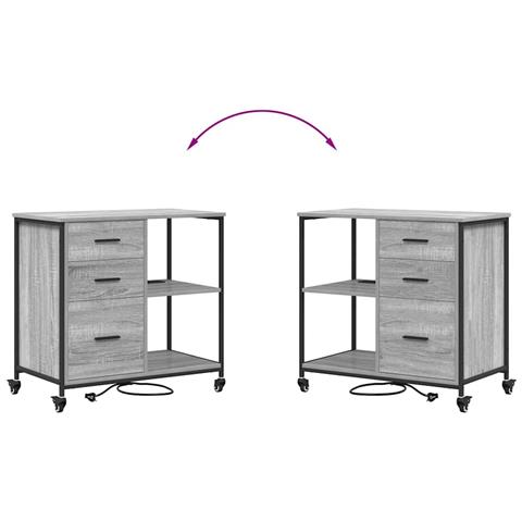 Mobile per Ufficio con ruota Grigio sonoma 76 x 41 x 72 cm - Foto 9