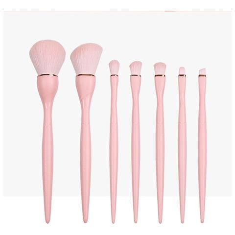 Set Di 7 Pennelli Da Trucco Rosa - Setole Sintetiche Morbide, Strumenti Essenziali Di Bellezza - Foto 1