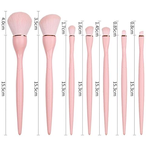 Set Di 7 Pennelli Da Trucco Rosa - Setole Sintetiche Morbide, Strumenti Essenziali Di Bellezza - Foto 2