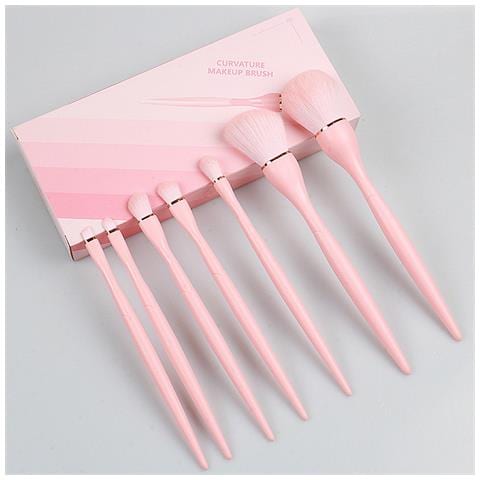 Set Di 7 Pennelli Da Trucco Rosa - Setole Sintetiche Morbide, Strumenti Essenziali Di Bellezza - Foto 4
