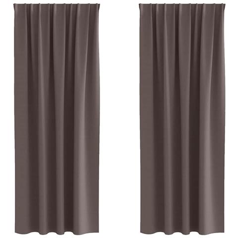 Tende con tende 2 pcs Marrone scuro Poliestere - Foto 1