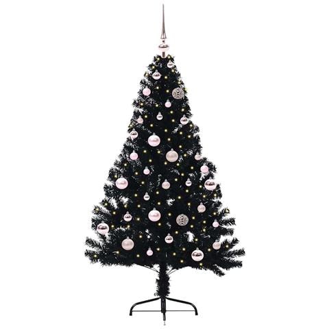 Albero di Natale artificiale con luci integrate Nero 150 cm PVC - Foto 2
