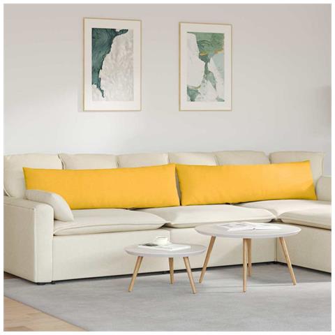 Cuscini da Divano 2 pcs Giallo Chiaro 145 x 40 cm - Foto 2